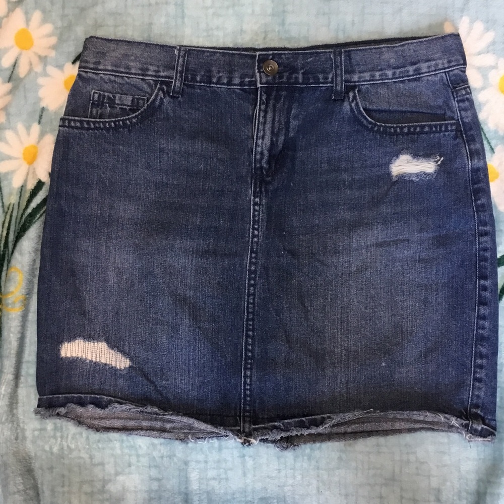Place Dark Blue Distressed Denim Mini Skirt